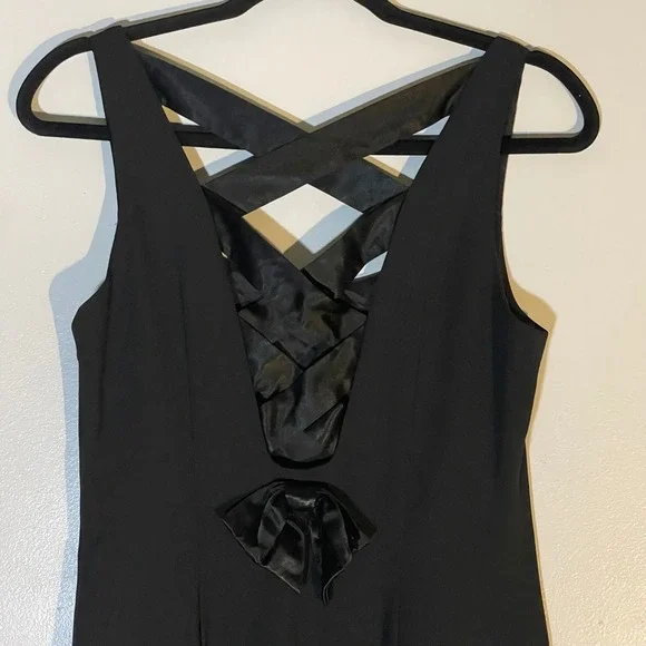 Laundry by Shelli Segal Black Maxi Dress Criss‎ Cross Back Formal Gown 10 - Picture 3 of 8